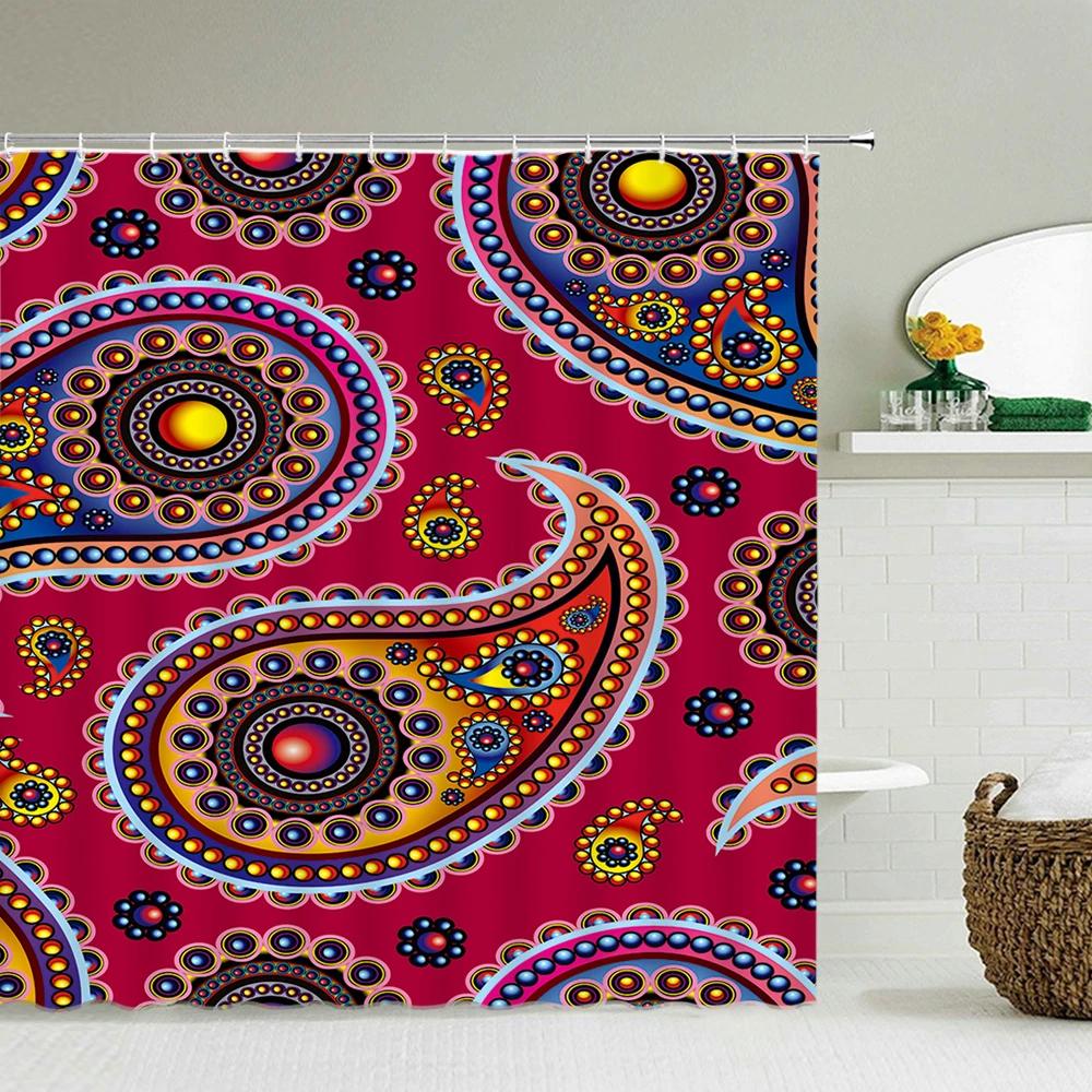 Indian Bohemian Style Shower Curtain Bathroom Waterproof Cloth Printed Mandala Decoration Bath Curtains large 240x180 With Hooks