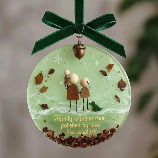 Sea Glass Friendship Ornament Round Handmade Sea Glass Christmas Tree Ornament with Heartwarming Message Friendship Gifts for Best Friends