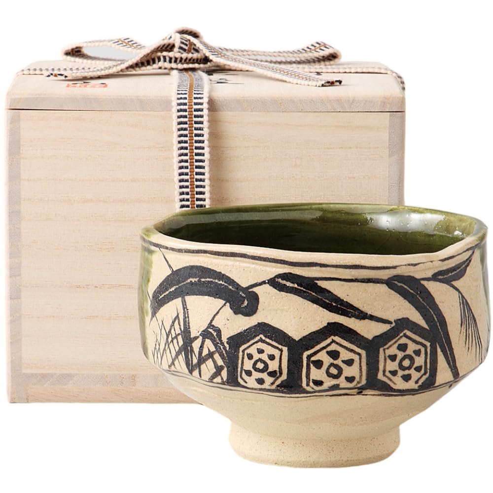 Matcha Diameter 13cm X Height Oribe Mino Made In Wooden Box Ale-net Bowl, 8.5cm, Style, Ware, Japan,