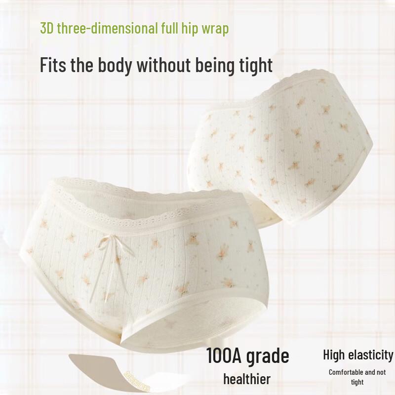 FitonTon Women's Pure Cotton Seamless Lace Briefs 4-Pack