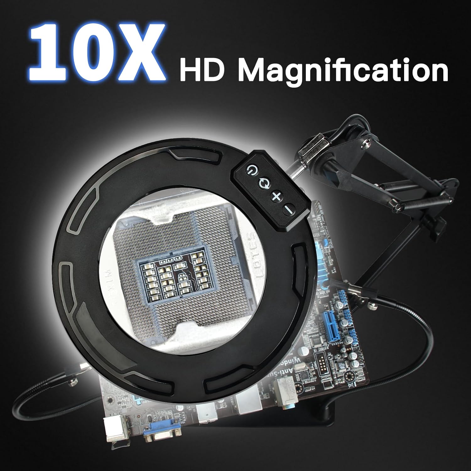 

Soldering Station with Magnetic Arms, 10X Magnifier LED Lamp, PCB Holder, 5 Colors, 10 Lights United States