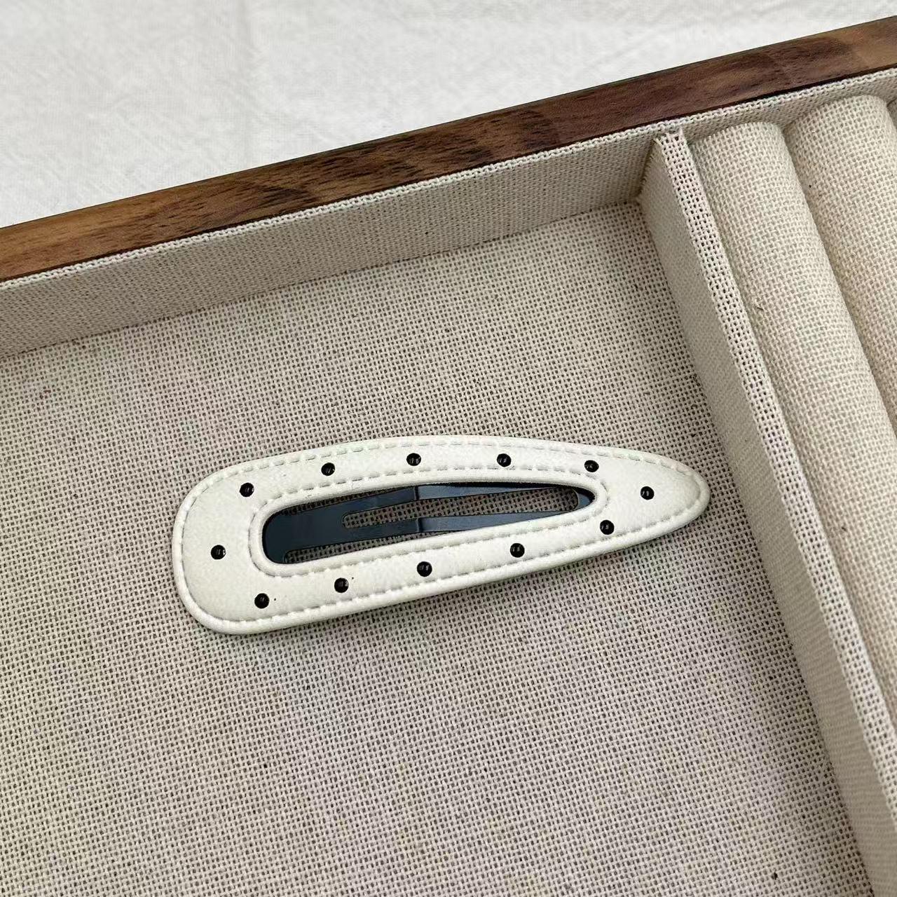 

Polka Dot Leather Pentagram BB Hair Clips - Cloud Side Bangs Bobby Pins Hair Accessories