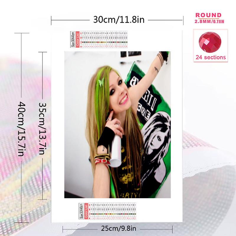 Avril Lavigne Pattern 3pcs 100% Round Full Drill 5D DIY Diamond Painting Embroidery Cross Stitch Rhinestone Décor