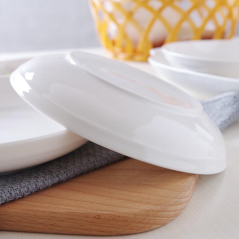 COKRSUPE 8-Inch Pure White Ceramic Deep Dinner Plates