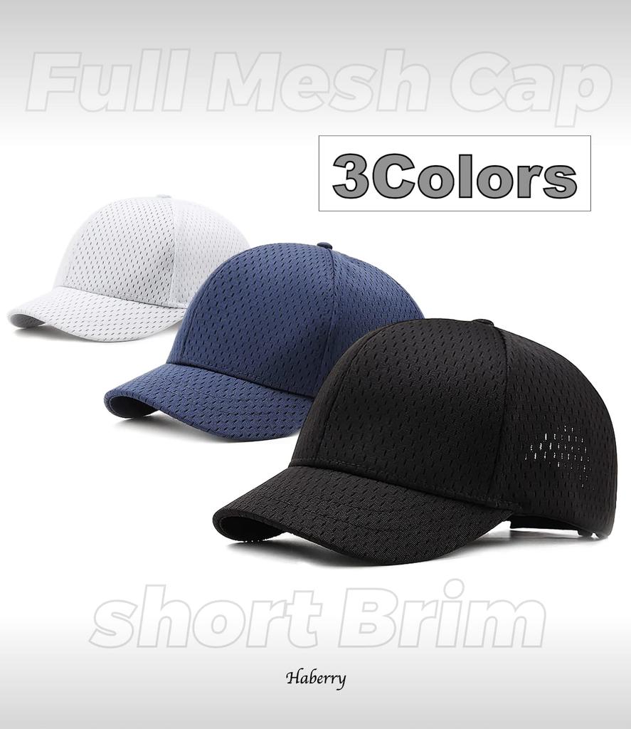 HABERY Full Mesh Short Brim Baseball Sun Solid Outdoor Stylish Cap Cap, Hat, Color, Breathable, Men's, Sports, Walking, Umpire, Baseball, Running,