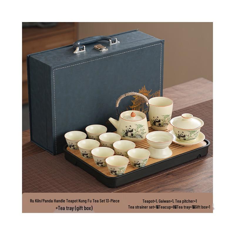 Chaxun Yellow Ru Kiln Panda Tea Set