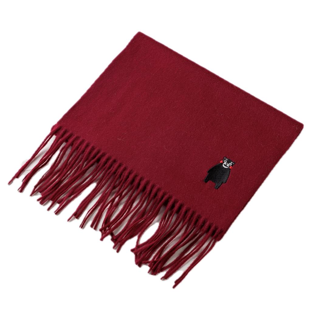 CEREALS Kumamon Cashmere Birthday Present 100% Scarf, Gift, (Bordeaux)