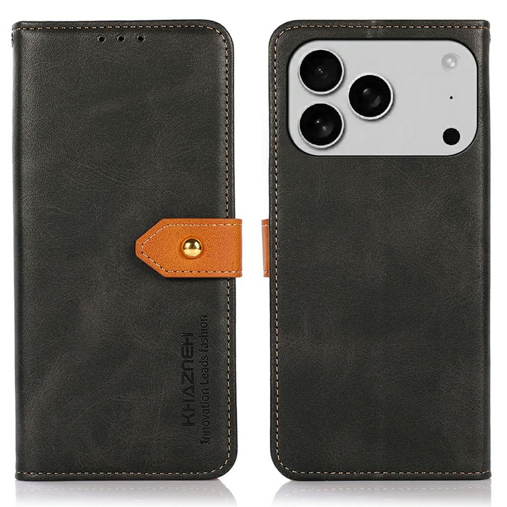 KHAZNEH Pro iPhone 17 Pro Max Peněženka Pouzdro na telefon Stojan Kožený Flipový kryt