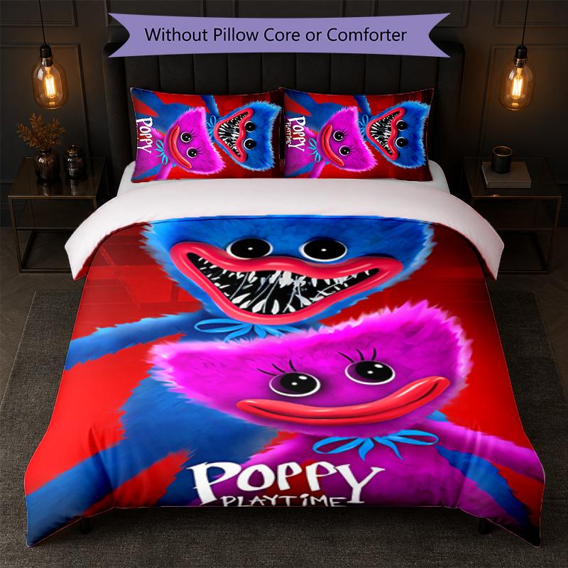 Poppy Playtime Stampa Set Copripiumino 3 Pezzi 1 Copripiumino e 2 Federe Biancheria da Letto Morbida per Camera da Letto Domestica
