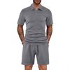 TK Hot Sale Men's Casual Suit Lapel Jacquard Textured Short Sleeve POLO Shirt Drawstring Pants Suit