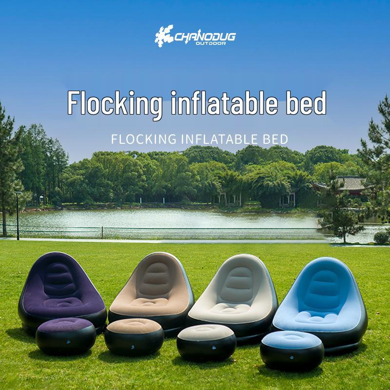 Portable Inflatable Sofa Chair - Thickened Flocking for Camping, Leisure, or Bedroom Use