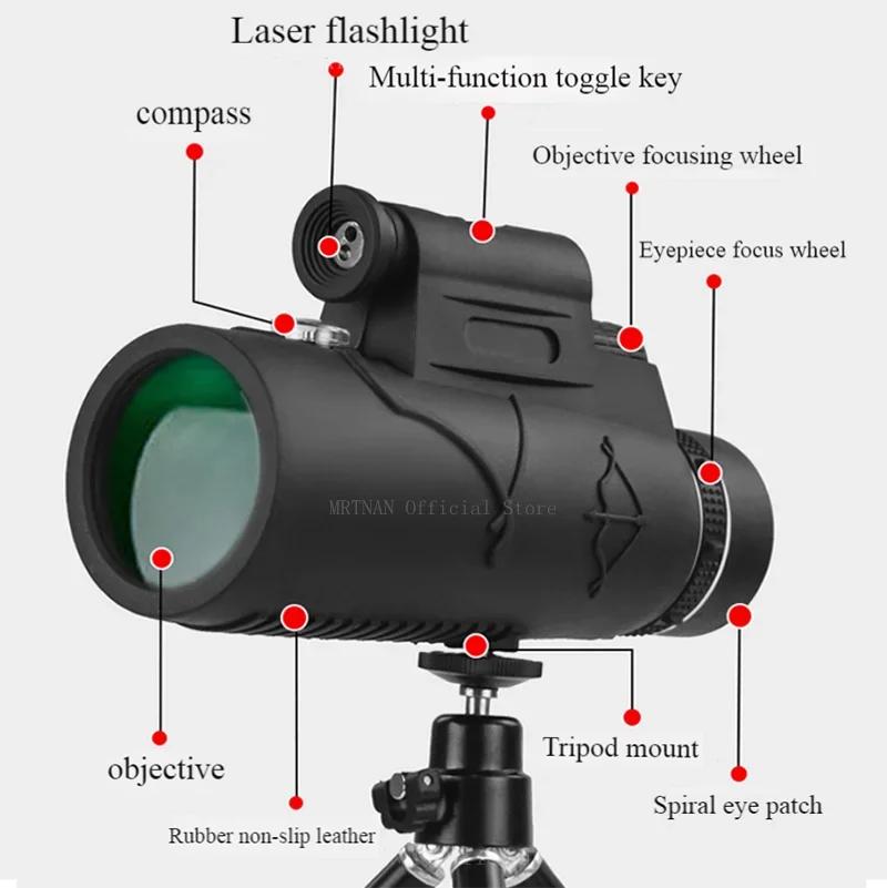 50X60 Zoom HD Powerful Binoculars Long Range Portable Professional Telescope Monocular Low Night Vision for Hunting Camping