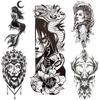 1 PC 210*114MM  Mermaid Temporary Tattoo For Women Men Realistic Fox Lion Flower Tattoos Sticker Back Arm Disposable Death Skull Fake Tatoo