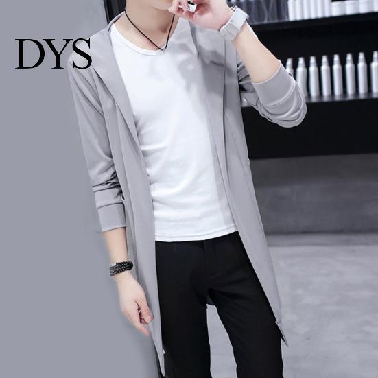 Men Cloak Trench Windbreaker Large Neckline Solid Color Cardigan Slim Mid-length Draping Overcoat Outwear Streetwear