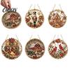 Decorative Plastic Tree Ornaments Christmas Rhinestone Painting Suncatcher Kit, Round DIY Hanging Decor Party Supplies for Home, Craft Pendant Holiday