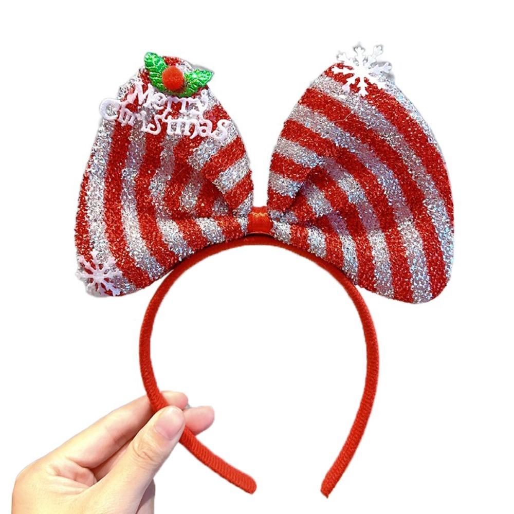 Shiny Christmas Hairband Non-slip Christmas Headband Gift Bowknot Hair Hoop  Kids