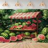 Red and White Striped Backdrop and Canopy for Watermelon Stand, Fresh Fruit Banner, Summer Party Decoration, Food1685