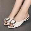 Fashion GKTINOO Metal Decoration Genuine Leather Comfortable Square Heel Slippers Designer Light Wearable Slides Women Summer Sandals