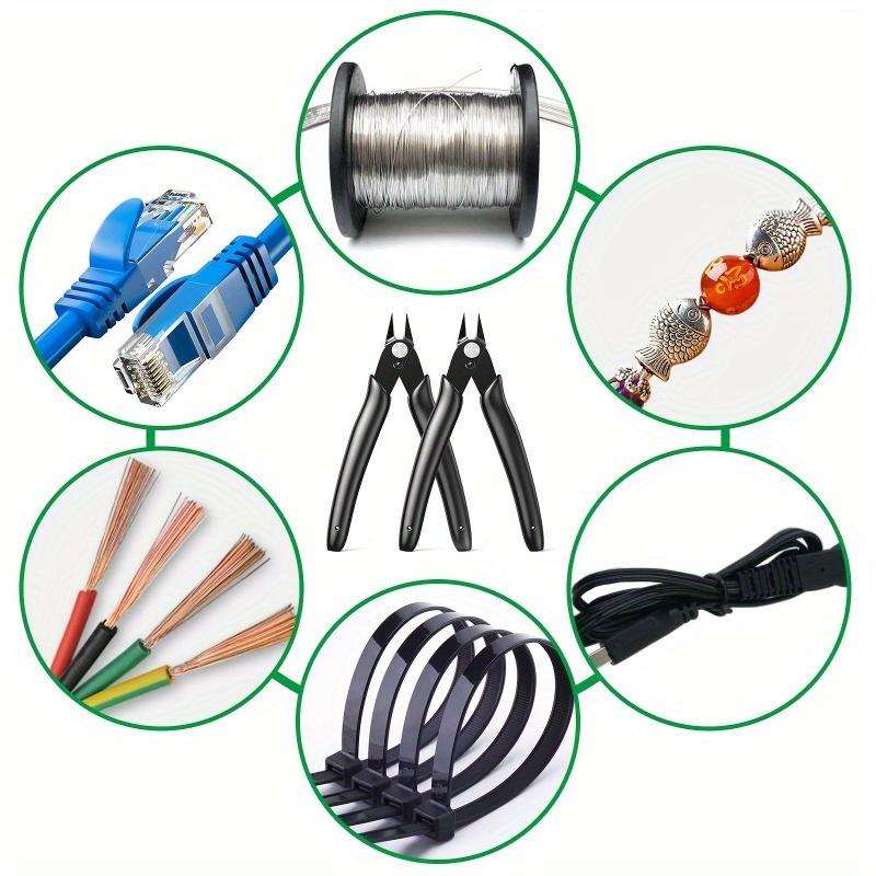 2pcs Precision Flush Cut Nippers - 5" Stainless Steel Wire Cutters with Black Plastic Handles for Jewelry, 3D Printing & Zip Tie Removal