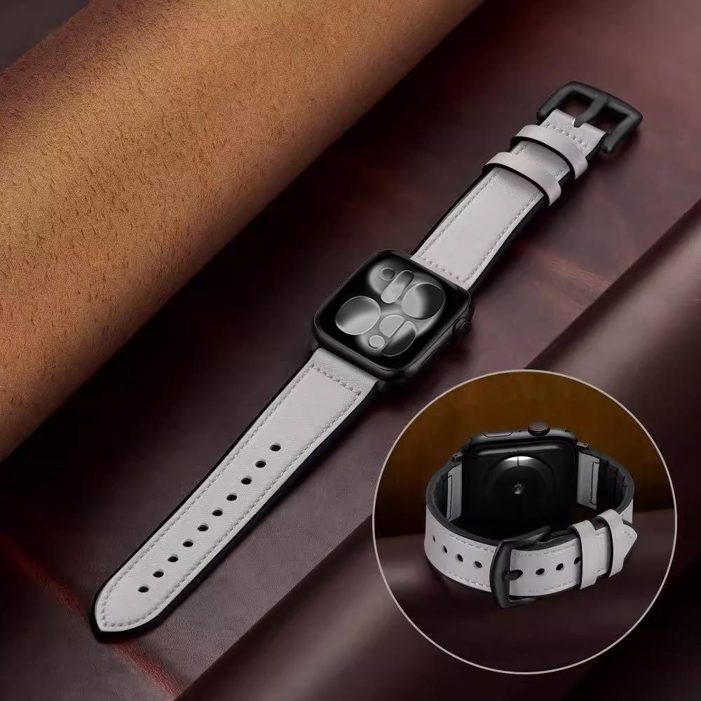 

Strap for Apple watch 11 Band 46mm 42mm 44mm 45mm 49mm 41 40 Leather+Silicone correa bracelet iWatch Serie 10 9 Ultra 3 8 7 6 SE 42 44 45 49 S11-46mm білий