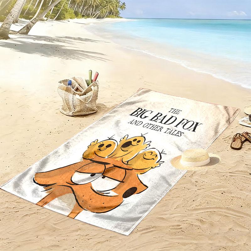 Big Bad Fox Print Beach Towel, Large Soft Quick Dry Towel for Beach Camping Swimming