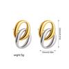 Creative Gold Plated Stainless Steel Round Geometric Earrings for Women Statement Geometric Studs Fashion Jewelry Waterproof