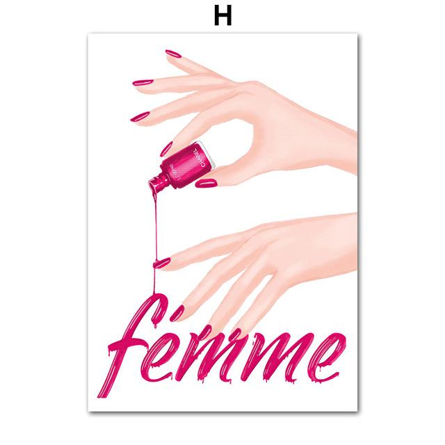 Lashes Nails Polish Rúž Krása Nástenné umenie Obraz na plátne Severské plagáty a obrazy Nástenné obrazy do obývačky Salon Decor Bez rámu