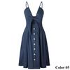 Vintage Women Sexy Summer Spaghetti Strap V Neck Sleeveless Bow Party Beach Dress