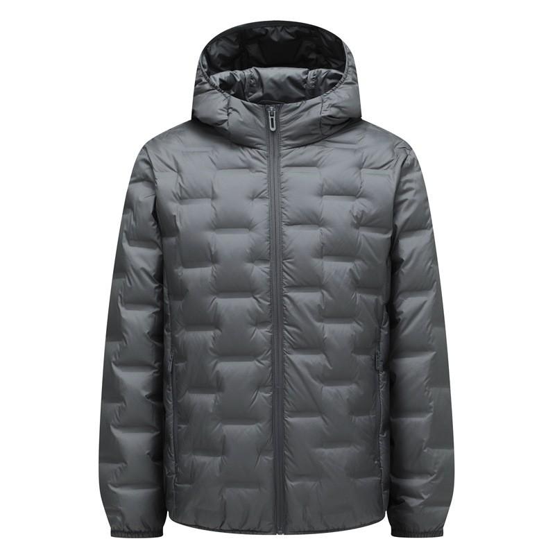 Mens Lightweight Hooded Down Jacket Winter Short Puffer Coat Warm Casual Outerwear In Black Green Gray