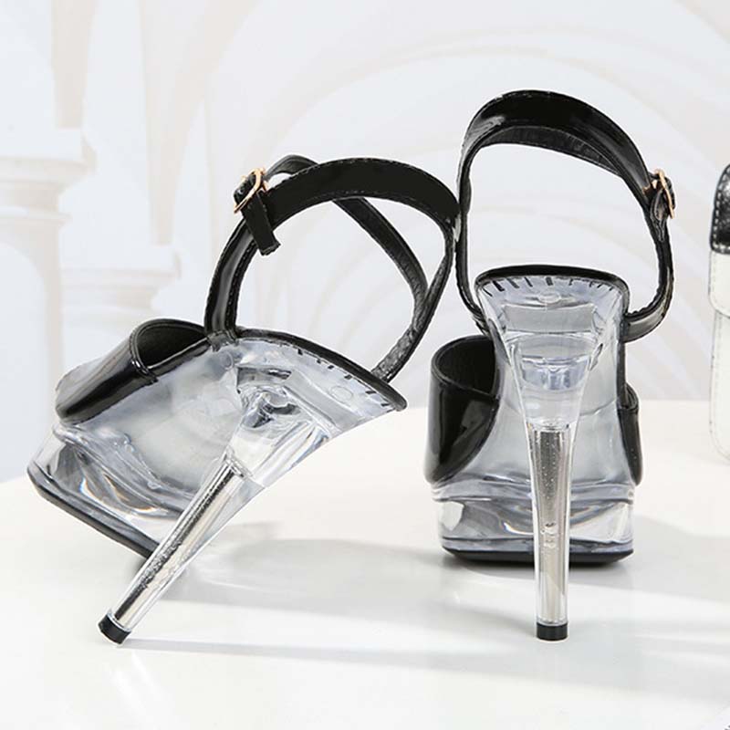 Woman Transparent Super High Heel Summer Female Waterproof Fish Mouth Shoes Fairy Thin Heel Sandals 15cm heel 5cm Platform LFD