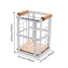 Square Iron Kitchen Storage Basket Wooden Base Hollow Chopstick Spoon Storage Box Anti-slip Decorative Dinnerware Storage Tube
