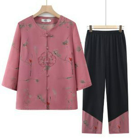 

Seven-Sleeve Plus Size Cardigan & Top Set for Elderly Women XL (45-53 kg)