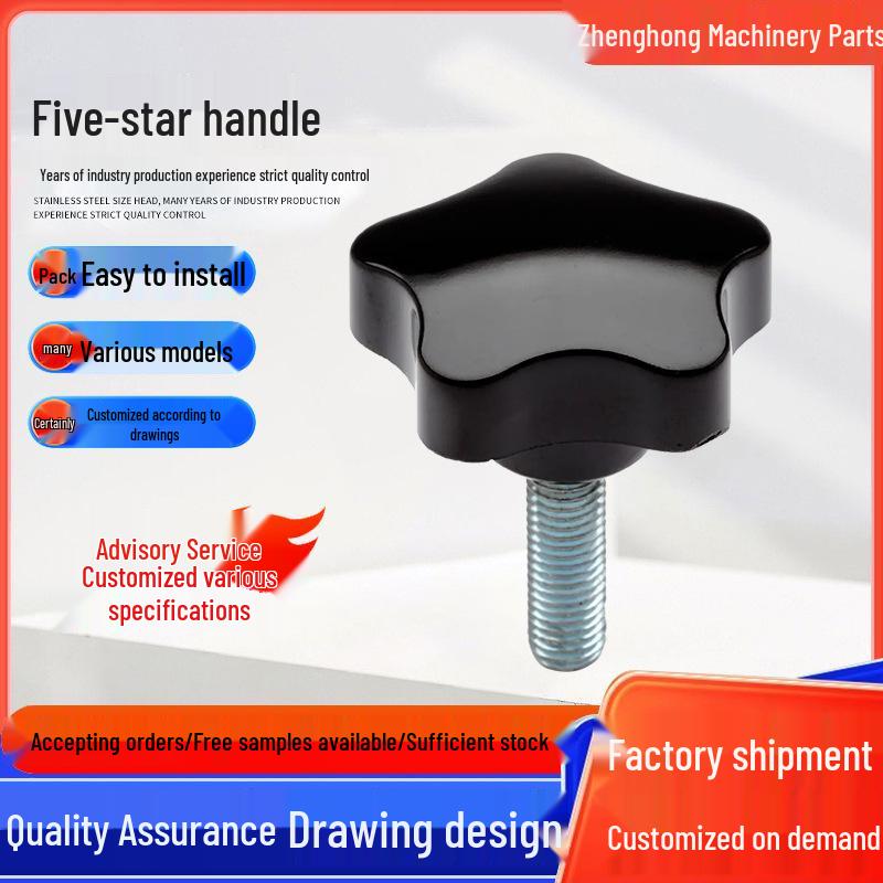 Bakelite Five-Star Handles with Hand-Tightening Rubber-Headed Screws