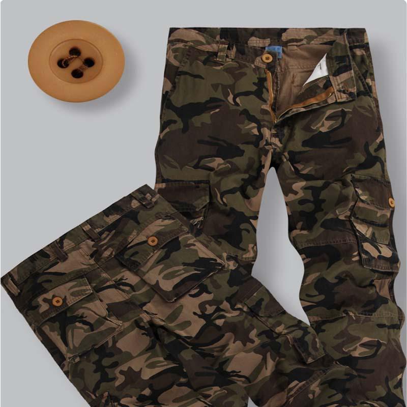 Trendy Men's Camouflage Cargo Pants - All Cotton, Military Style for Outdoor Casual Wear