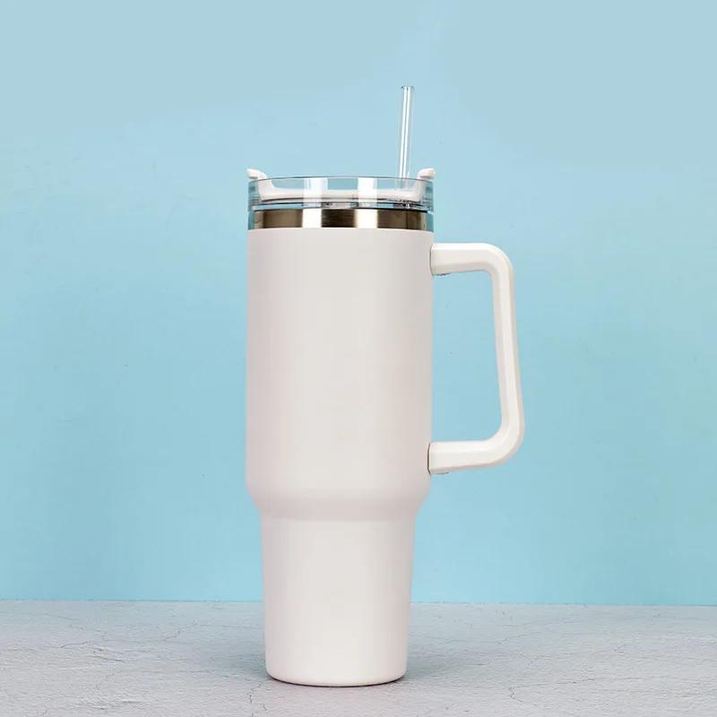 40oz Insulated Stainless Steel Tumbler With Handle Lid Straw Coffee Mug Termos Cup Cold Drink