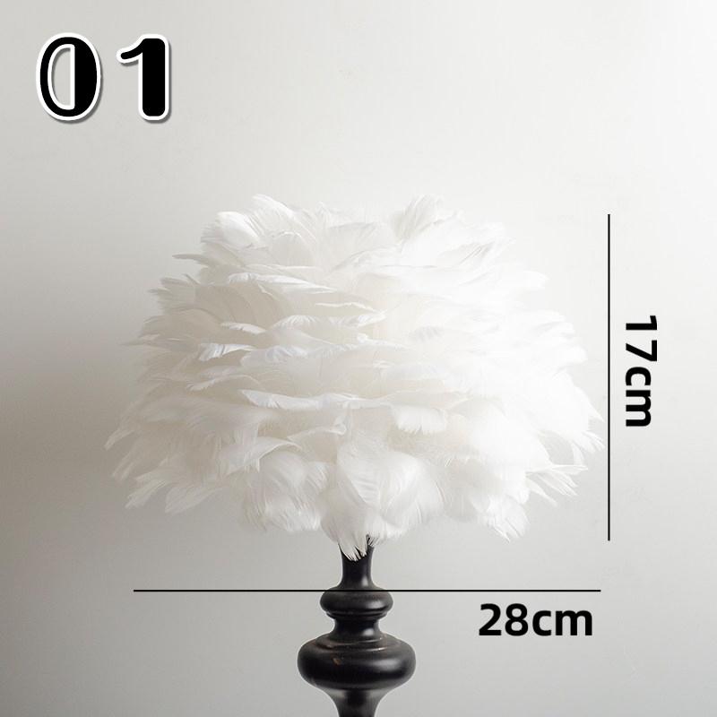 European Style Feather Lampshade Luxury Cloth Art Bedroom  Bedside Desk Lamp Cover Nordic Hotel Home Decor Feather Light Cover