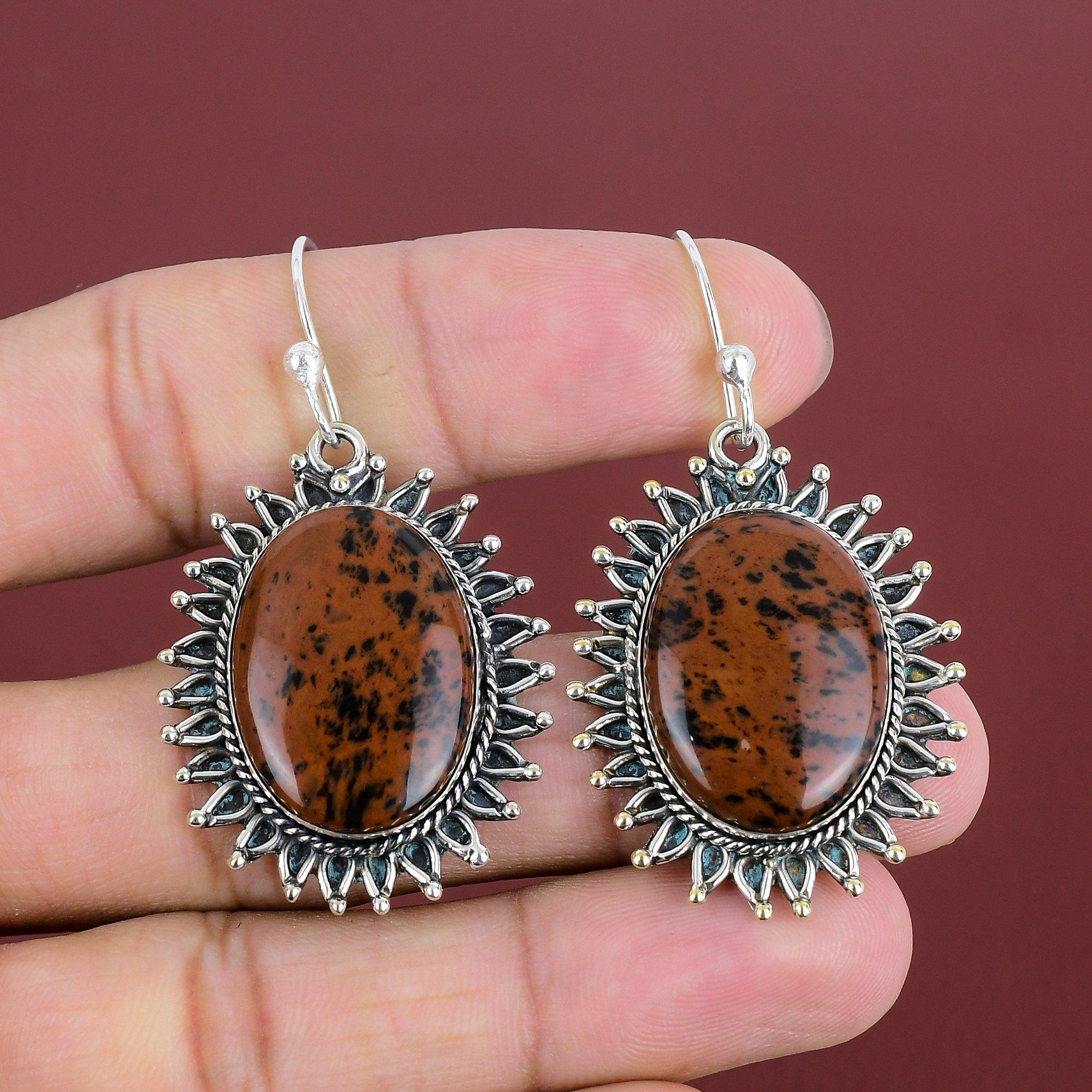 Mahogany Obsidian Earring Real Gemstone Earrings Silver Jewelry Handmade Earring 925 Sterling Silver Earring Unique Earring Gifts For Mother