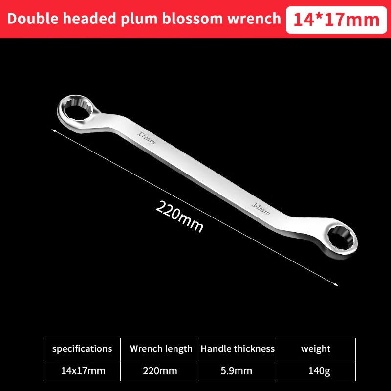 Double-Head Plum Wrench Set, Extended Two-In-One Design, Mirror Polished Chrome, Internal Hex, Perfect For Auto Repair