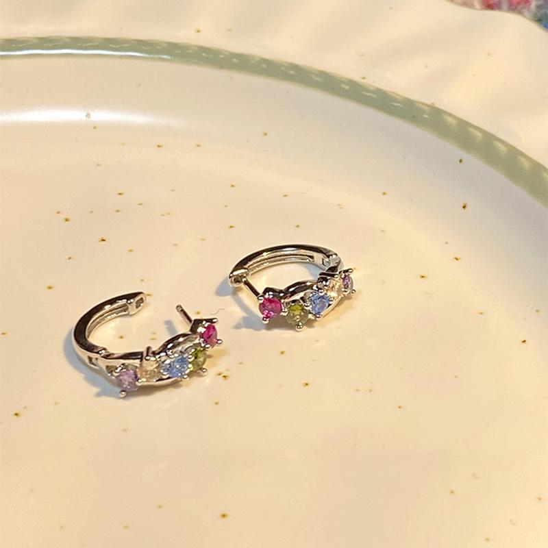 Colorful Rhinestone Ear Cuffs: Niche Simple Style Versatile Earrings for Women