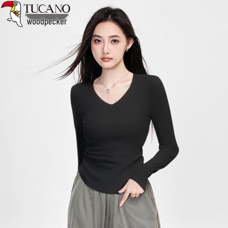 Woodpecker Women s V-Neck Slim-Fit Long Sleeve T-Shirt 2XL