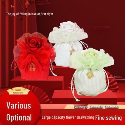 Chinese Style Red Velvet Scented Sachet and Candy Bag for Weddings