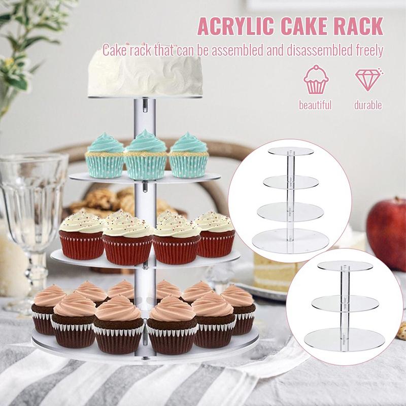 3/4/5 Tier Acrylic Round Cupcake Stand Clear Birthday Cupcake Stand Holder Dessert Display For Wedding Birthday Christmas Party