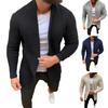 Men Sweater Coat Solid Color Cardigan Long Sleeves Open Stitch Rough Surface Thick Elastic Knitting Business Spring Sweater Jacket for Daily Wear