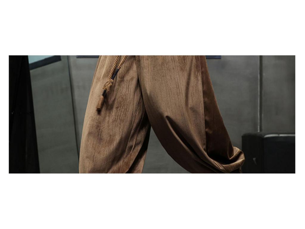 2024 Autumn/Winter Men's Chinese Style Plus Size Corduroy Harem Pants