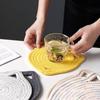 6Pcs Heat Resistant Table Mats with Cute Cats Ear Design for Pot and Bowls Washable Fabric Braided Cotton Cup Coasters
