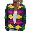 Women's Fashion Printed Long Sleeve Knitted Cardigan Button Down Jacket