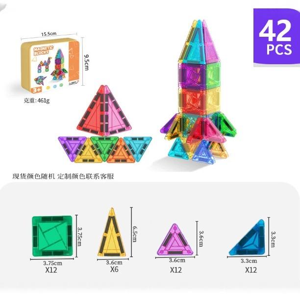 High Transparent Diamond Window Magnetic Tiles Kids Educational Magnetic Building Blocks Toy