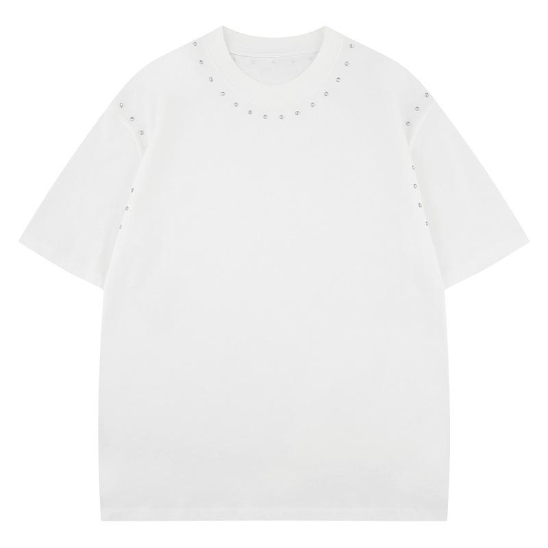 European & American Street Style Rivet Design Unisex Oversized T-Shirt