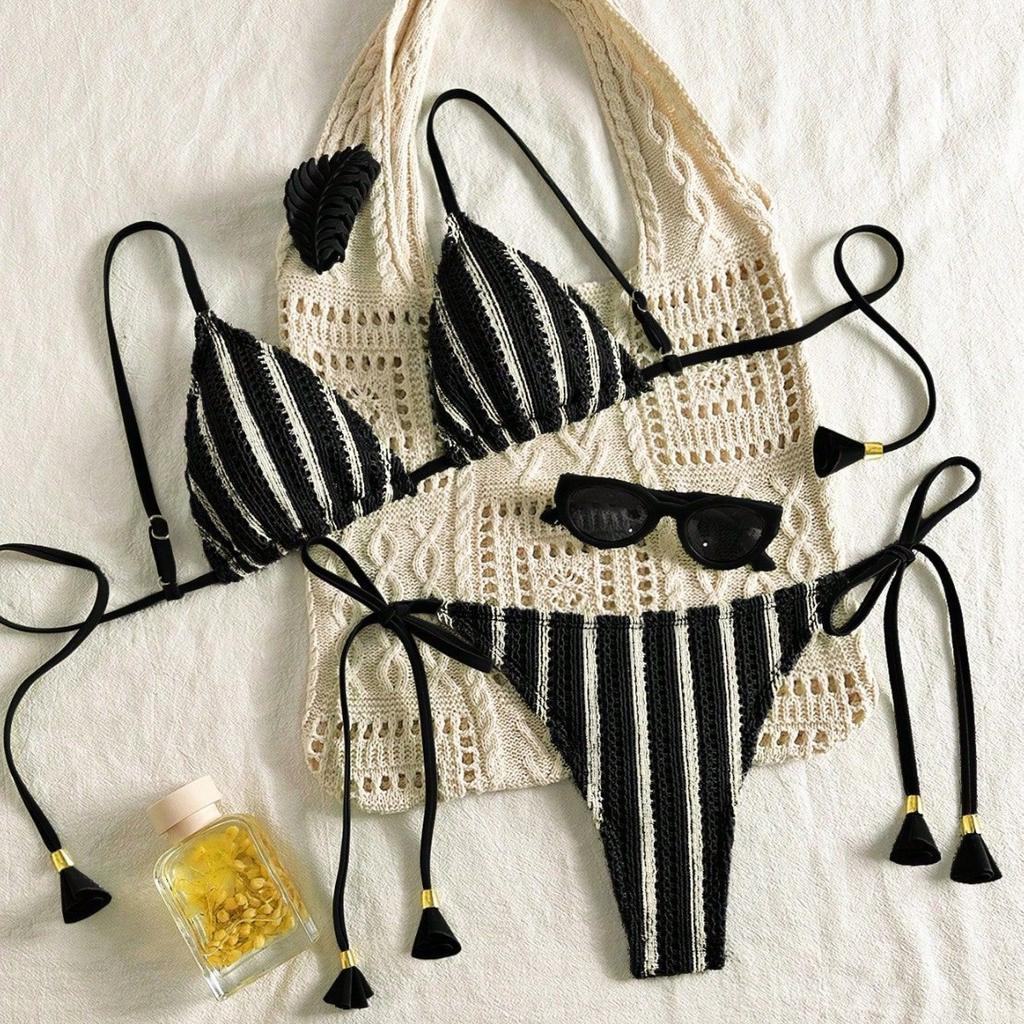 Set Bikini Costume da Bagno da Donna Multicolore Tessuto Reversibile Laccetti Laterali Costume da Bagno 0881
