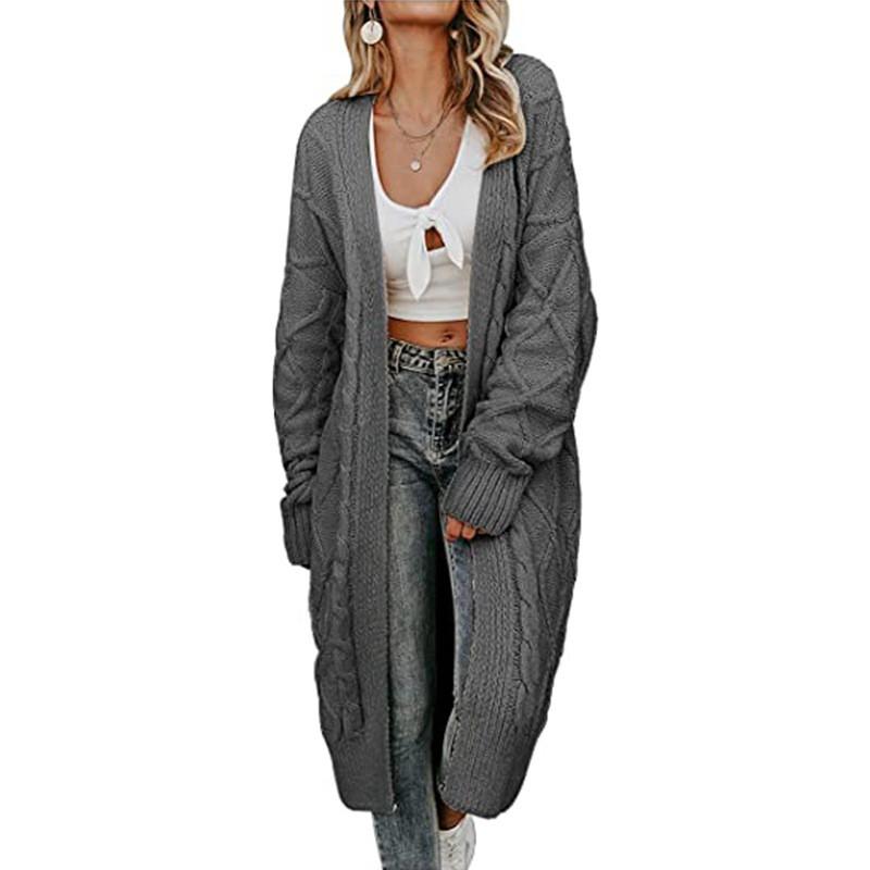 Womens Oversized Knit Cardigan Sweater Long Sleeve V-Neck Loose Fit Chunky Cable Winter Coat
